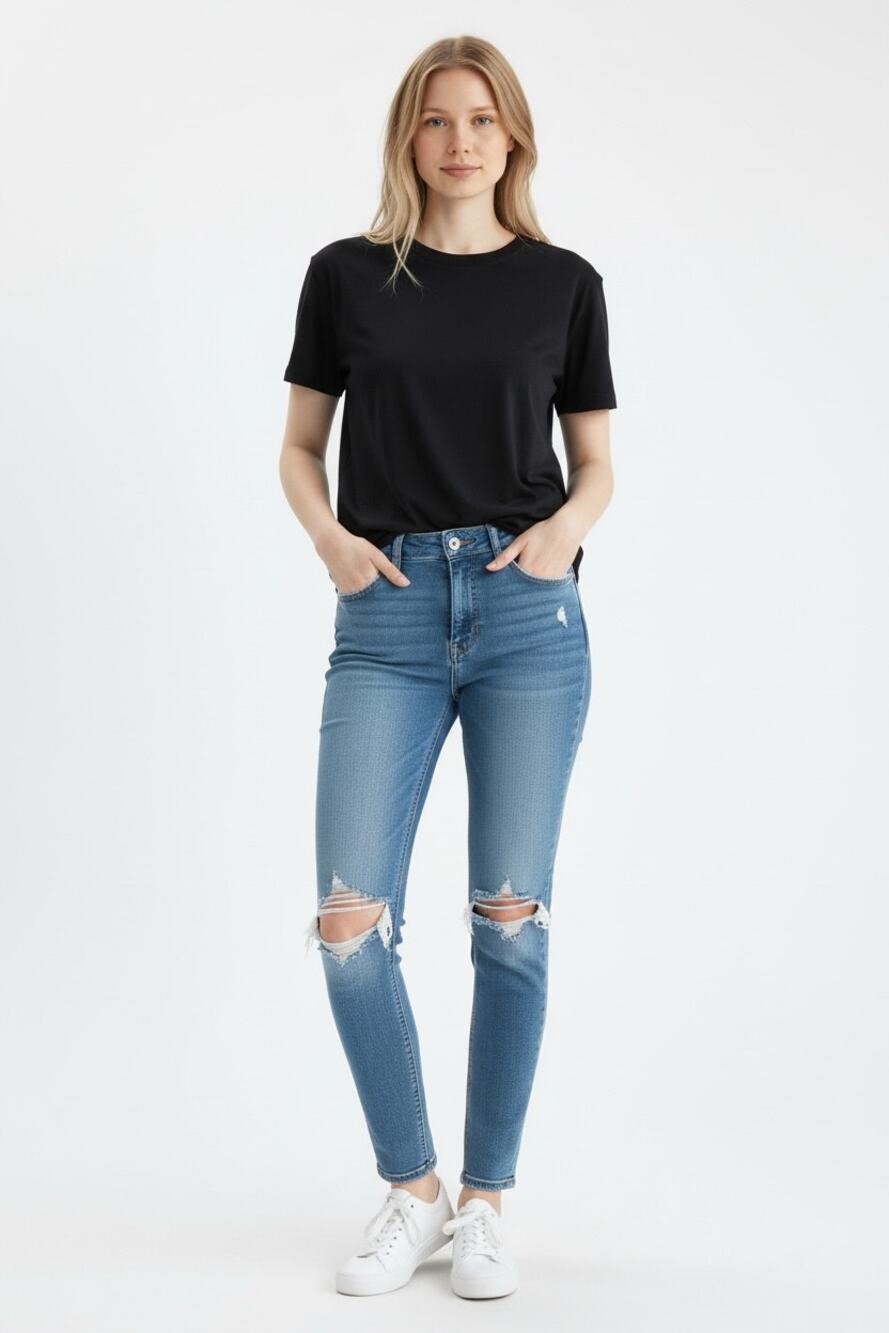 TOPSHOP Jeans Size 28 Jamie Topshop Moto Distressed Stretch Slim Fit